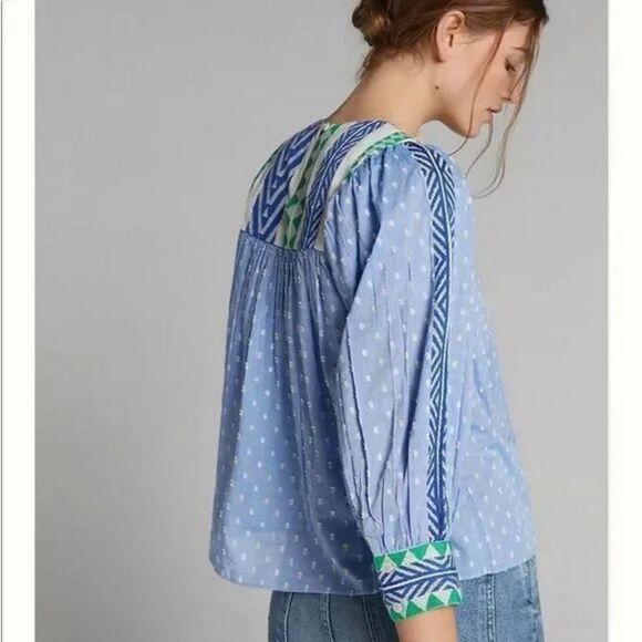 Anthropologie Verb Pallavi Singhee Rhapsody Embroidered Blouse - Picture 5 of 14